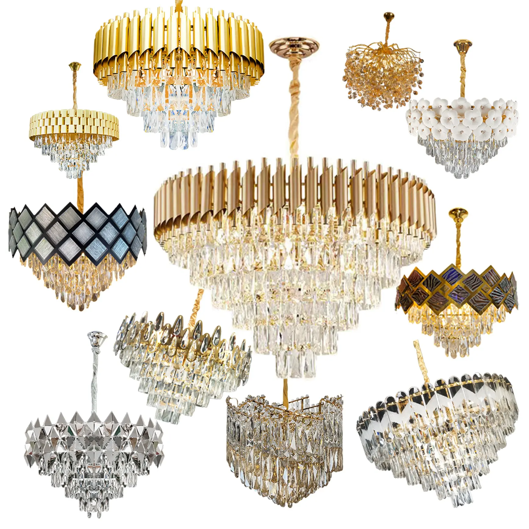 High Quality Modern Hanging Lamp Led Crystal Chandelier Living Room Gold Wedding Chandelier Luxury Pendant Light