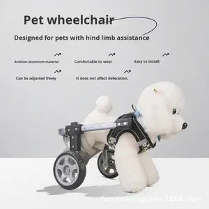Fauteuil roulant en nylon pour chien Chariot de soutien rétractable et léger avec harnais de jambe arrière rembourré - Product Image 2
