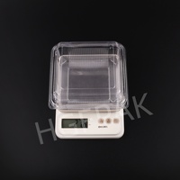 Boîte à hamburger carrée en plastique transparent jetable de 16 oz avec couvercle à charnière, boîte à pâtisserie transparente en RPET PET, conteneur alimentaire à emporter
