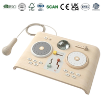 Station de DJ musicale en bois pour enfants avec jouet éducatif, batterie rechargeable, effets lumineux électroniques, jouet mixeur DJ