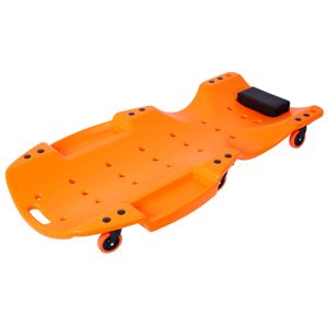 DB 48-Inch Orange Ergonomic HDPE Blow Molded Plastic Creeper Padded Headrest Dual Tool Trays Bariatric 440 <b>Wheel</b> <b>Caster</b> <b>Wheels</b> - Product Image 3