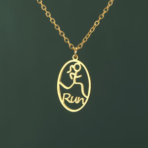 Collier ras du <span class=keywords><strong>cou</strong></span> pour femme en acier inoxydable, motif coureur, tendance mode, sport, marathon, bijou commémoratif, cadeau - Product Image 3