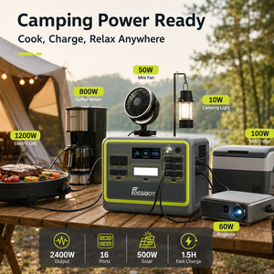 Estación de Energía Portátil de 2400W, 2048Wh LiFePO4, Fuente de Alimentación para Camping, Onda Sinusoidal Pura, Batería de Respaldo para Exteriores, 16 Puertos, 500W Solar - Product Image 2