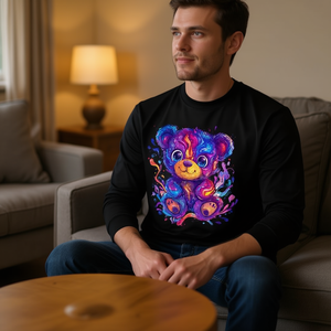 T-shirt à manches longues avec ours en peluche arc-en-ciel coloré et vibrant - Product Image 3