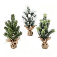 Nouveaux mini-sapins de Noël multi-styles pour présentoir de bureau ou de fenêtre, base en toile de jute avec traitement antidérapant, fabriqués en PE, sapins de Noël artificiels