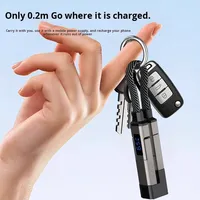 Cable USB 4 en 1 Corto y Portátil con Pantalla Digital, Cable de Carga Rápida de 65W/27W para Teléfono Móvil