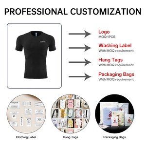Nuova Linea di Abbigliamento Sportivo Elasticizzato in Poliestere e Spandex, T-Shirt <span class=keywords><strong>da</strong></span> Allenamento Traspirante e Compressiva per <span class=keywords><strong>Uomo</strong></span> - Product Image 4