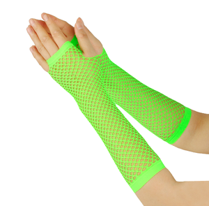 Gants longs en résille néon sans doigts années 70 80 pour fête, manches en résille pour femmes, accessoires de costumes gothiques punk, décorations - Product Image 2