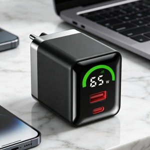 Digital display charger 65W GaN charger Universal charger for phone and tablet Desktop charging station fast charging <b>adapter</b> - Product Image 1