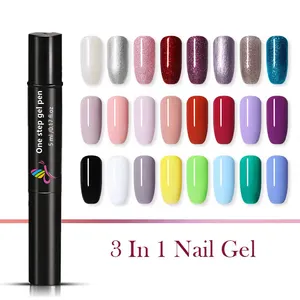 Manicure Kit Fashion Color 3 IN 1 UV Pen Kit No Need Base and Top Soak Off Hema Free Nail One Step Gel Polish