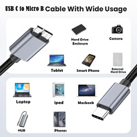 Cable USB Tipo-C a Micro-B de 5V 3A con Cubierta de PVC Blindada para iPhone 15 Series, MacBook Pro/Air, iPad/Tablet - Transferencia de Datos