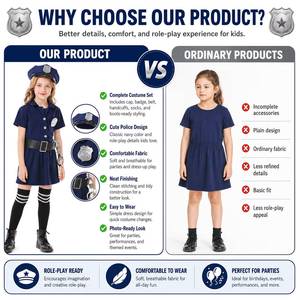 Nuevo Disfraz Azul para Niñas 2026, Disfraz de Policía para Halloween, Juego de Cosplay, Vestido de Mujer Policía para Niñas - Product Image 3
