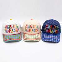 Casquette de baseball personnalisée pour enfants, motif coloré à pois et pied-de-poule, lettres 3D brodées, style streetwear, printemps-été