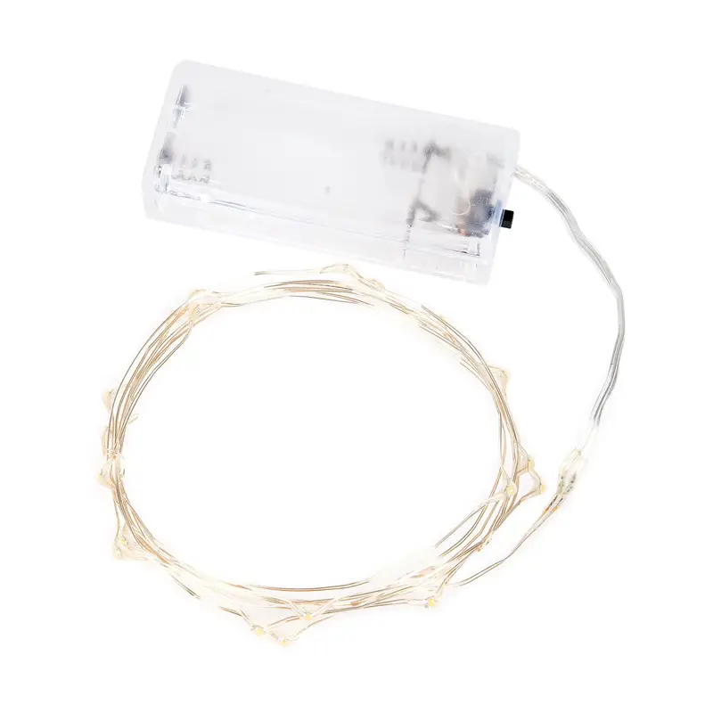 AA Battery Operated 2M 4" Spacing Led Silver Wire Micro Daisy String Lights