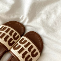 Mules et sandales de créateur pour femme, de luxe, à lettres, décontractées d'été, chaussures de plage