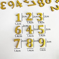 Numéros dorés scintillants en copeaux de bois découpés au laser (1 à 9) pour la saison des diplômes, fabriqués en Chine pour les projets de bricolage