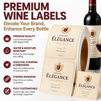Étiquettes de vin personnalisées de qualité supérieure, papier texturé résistant à l'humidité, gaufrage à chaud en or, autocollants adhésifs pour bouteilles de vin