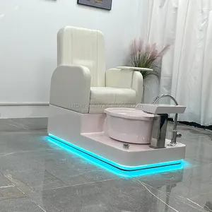 Luxury Modern Beauty Nail Salon Furniture Equipment Foot Spa Manicure Pedicure Spa Chair With Glass Foot Tub