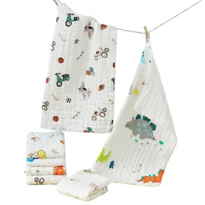 Vente en gros de tissu de gaze de coton mousseline Sac pour bébé Autre couverture Serviette à cracher pour bébé nouveau-né Mouchoir de dessin animé