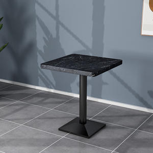 卸売高品質大理石パターン合板デスクトップコーヒーショップカフェテーブルゴールデンレッグダイニングテーブルレストラン家具 - Product Image 5