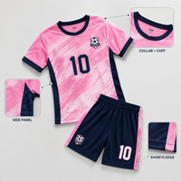 Ensemble de maillots de football personnalisés pour enfants, vert menthe, rayures blanches sur la poitrine, respirant, 100% polyester, séchage rapide, extensible dans quatre directions