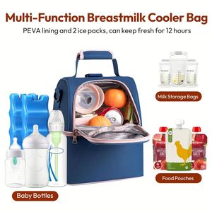 Breast Pump Bag with Cooler Fits 6 Bottles Double Layer Breast Milk Travel Bag Baby Bottle Breastmilk Cooler Bag - Product Image 3