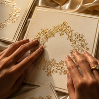 Suite de papeterie de mariage personnalisée en relief profond avec dorure à chaud 3D, comprenant invitation, menu, marque-place et carte de remerciement, pour papeterie tactile de luxe, faible MOQ