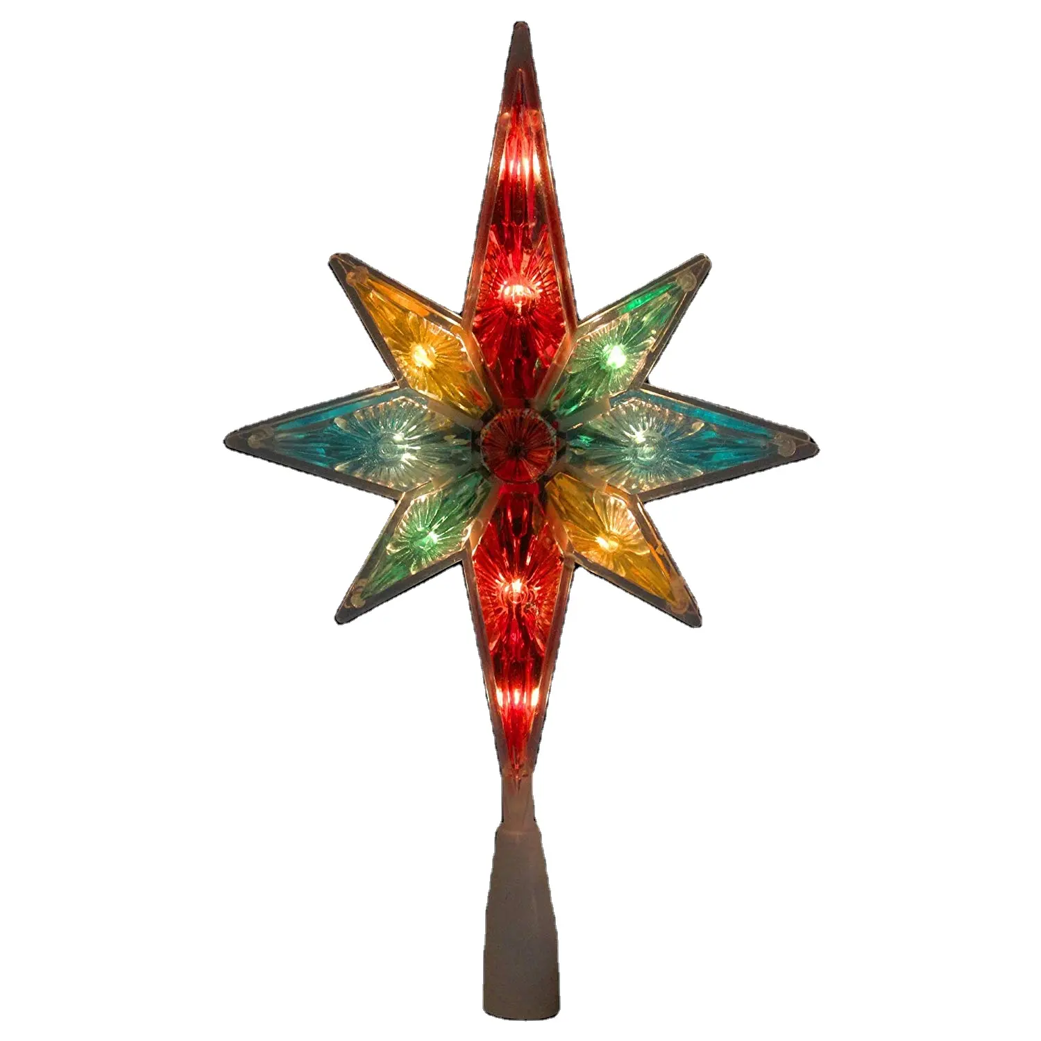 UL 11 "Mehrfarbiger facettierter Stern von Bethlehem Weihnachts baum deckel mit 10 Lichtern