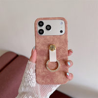 Étui de téléphone en cuir de luxe sans bordure avec anneau de transport pour iPhone 18 17 16 15 14 Plus 13 12 11, coque antichoc avec support