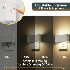 Modern Minimalist White Horizontal <b>Plug</b> - in Night <b>Light</b>, Dusk-to-Dawn Sensor & Stepless Dimming, Bedside Nightlight for Bedroom - Product Image 2