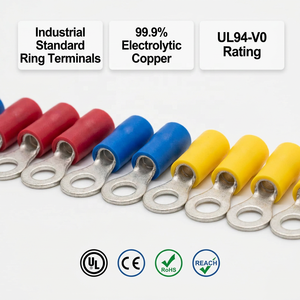 Terminaux à sertir électriques approuvés CE RoHS REACH, de qualité industrielle, en cuivre T2, avec manchons en vinyle ignifuge, AWG - Product Image 4
