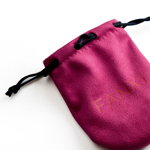 FANXI Wholesale Custom Printed Dust Proof Small Jewelry Gift Suede Drawstring Suede <b>Pouch</b> Bag - Product Image 2