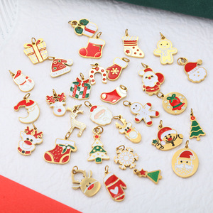 Nouveaux accessoires de bijoux en acier inoxydable, série de Noël DIY, pendentif mignon de Père Noël pour la création de breloques de bijoux - Product Image 2