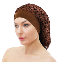 Filet à cheveux en résille, bonnet de nuit en satin à large bande, snood en crochet pour femmes