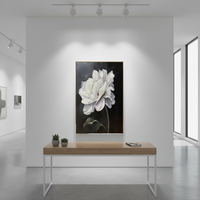 Peinture murale d'art moderne en porcelaine cristalline texturée 3D, motif floral blanc et feuille dorée, pour salon