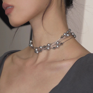 Collana di Perle Grigie di Alta Gamma, Stile Lungo, Molteplici Metodi di Indossamento, Design Elegante e di Nicchia, Catena per <span class=keywords><strong>Collo</strong></span> di Lusso Leggero - Product Image 2