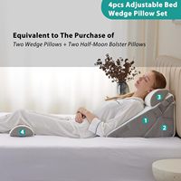 4-teiliges Orthopädisches Keilkissen-Set, Verstellbar für Säurereflux und Rückenschmerzen, Postoperative Schlafunterstützung