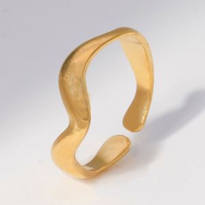 Fast Shipping Ins Style Simple Ripple Stainless Steel <b>Open</b> <b>Rings</b> for Girls Women - Product Image 3