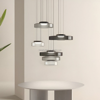 Luminaire suspendu en verre empilé moderne, lampe suspendue LED en verre coloré à plusieurs niveaux pour îlot de cuisine, décoration de table à manger