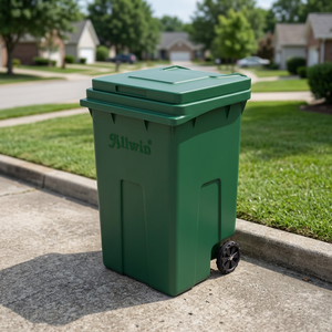 120L Green Recycling Waste <b>Bin</b> Outdoor Garbage Container <b>with</b> <b>Lid</b> Wheeled Trash <b>Bin</b> for Garden Community - Product Image 4