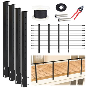 <span class=keywords><strong>Kit</strong></span> de garde-corps en câble noir avec poteaux latéraux noirs durables et raccords en acier inoxydable, idéal pour les escaliers et les patios. - Product Image 2