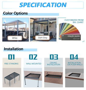 12x20 Villa patio trasero adjunto montado en la pared cocina al aire libre de <span class=keywords><strong>aluminio</strong></span> totalmente retráctil lumbrera pérgola para restaurante bar - Product Image 5