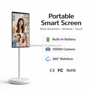 Tablero de publicidad LCD de interior giratorio recargable de 32 pulgadas Stand Me Pantalla inalámbrica Video Media Floor Smart para tienda minorista - Product Image 1