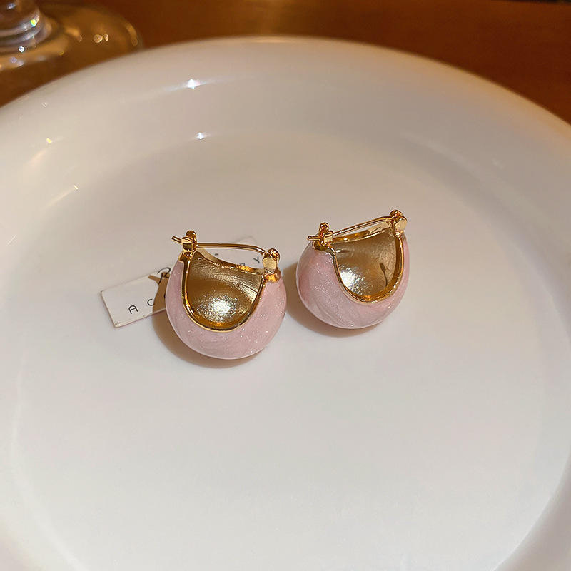 30#earrings-golden pink beans