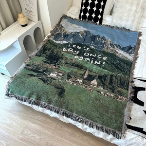 Phong Cách Cổ Điển <span class=keywords><strong>Jacquard</strong></span> Chăn Của Nhà Sản Xuất Polyester/Bông Dệt Hoa Ném Thảm Cho Trang Trí Nội Thất - Product Image 4