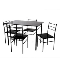 Ensemble de meubles de salle à manger en bois européen convertible de luxe, table rectangulaire 4 places, 6 chaises, table à manger extensible