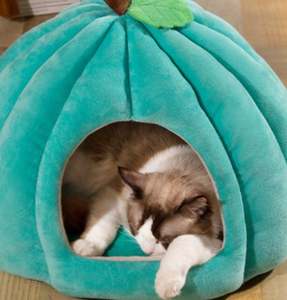 شتوية داخلية شبه مغلقة شكل يقطين تدفئة فائقة النعومة Pet photes عش كلاب صغيرة لطيفة في المنزل - Product Image 4