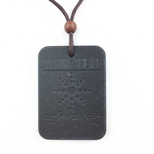 Colgante de Shungite redondo de energía con logotipo personalizado, accesorio de joyería de piedra Natural, colgantes <span class=keywords><strong>escalares</strong></span> Quantum Bio Nano lava - Product Image 5