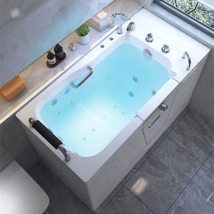 <span class=keywords><strong>Vasca</strong></span> da Bagno Rettangolare Moderna Freestanding <span class=keywords><strong>con</strong></span> Idromassaggio e <span class=keywords><strong>Doccia</strong></span> Combinata <span class=keywords><strong>per</strong></span> <span class=keywords><strong>Anziani</strong></span> - Product Image 4
