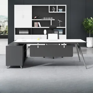 Modern masalar yönetici ofis mobilyaları l şekilli masaüstü ofis çalışma masası ile depolama dolabı